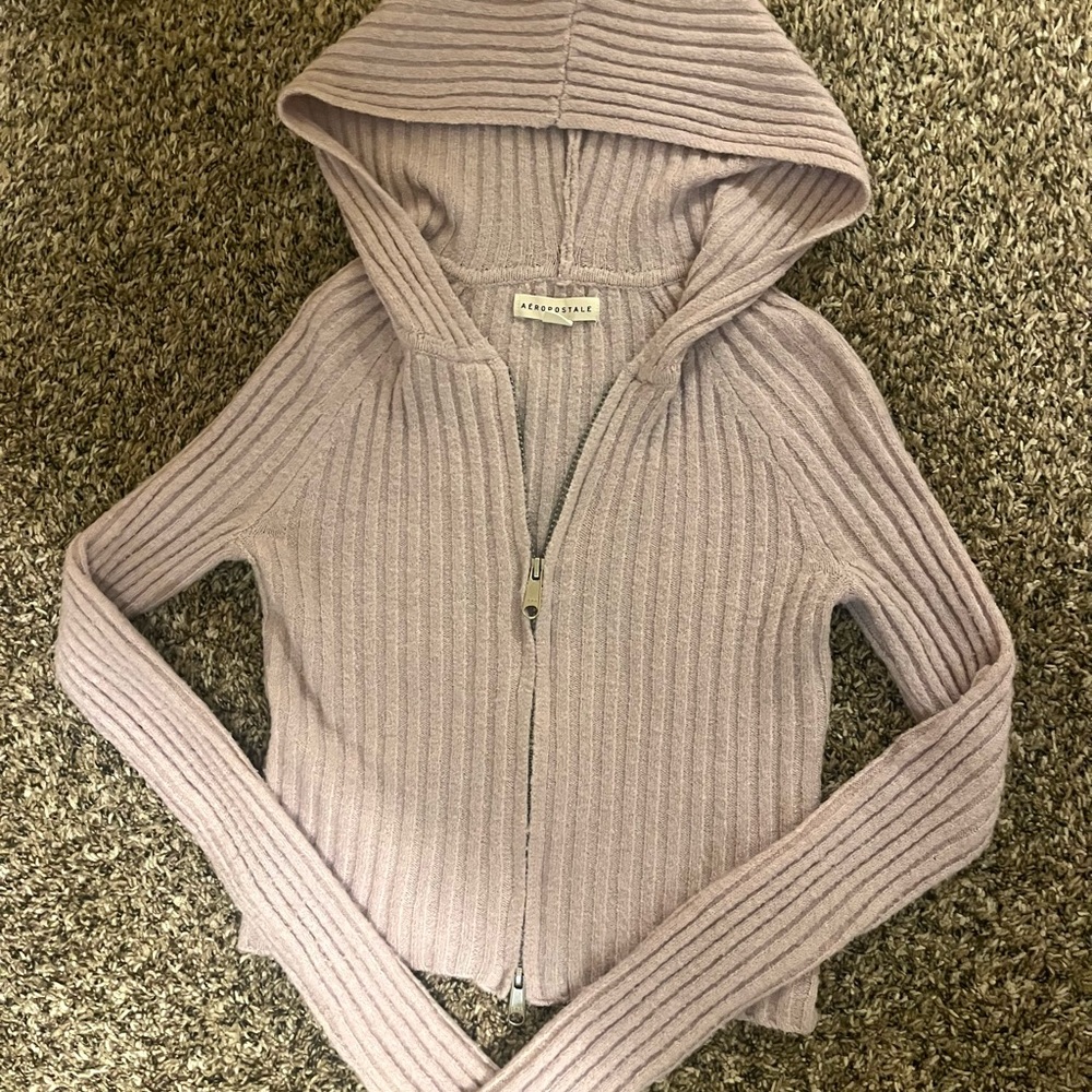 Light purple Aeropostale double zip sweater. 
Stretchy and form fitting, tts